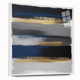 Contemporary Abstract Canvas – Blue, Gold, and Gray Balance