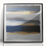 Contemporary Abstract Canvas – Blue, Gold, and Gray Balance