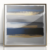 Contemporary Abstract Canvas – Blue, Gold, and Gray Balance