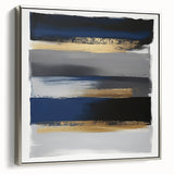 Contemporary Abstract Canvas – Blue, Gold, and Gray Balance