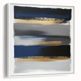 Contemporary Abstract Canvas – Blue, Gold, and Gray Balance