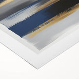 Contemporary Abstract Canvas – Blue, Gold, and Gray Balance