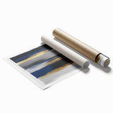 Contemporary Abstract Canvas – Blue, Gold, and Gray Balance