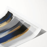 Contemporary Abstract Canvas – Blue, Gold, and Gray Balance