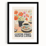 Extra large abstract art print with vibrant, colorful textures on a framed black mat, ideal for living room decor.