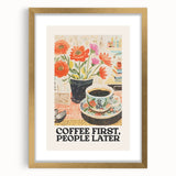 Extra large abstract art print featuring textured swirls in gold and white, framed with a gold mat.