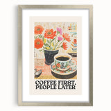 Textured abstract art print in muted gray and silver tones, framed with mat, ideal for bedroom art.