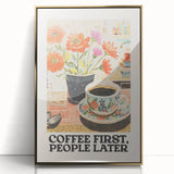 Framed acrylic art deco poster featuring assorted drinks in gold and black, ideal for modern dining room decor.