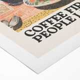 Art deco poster featuring a stylized cocktail glass on a rolled canvas, with muted gold and black tones.