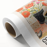 Art Deco style poster featuring assorted fruits in vibrant colors on rolled canvas, ideal for nursery wall art.