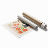 Extra large rolled print featuring a floral art design in pastel shades, ideal for classy bathroom wall art.