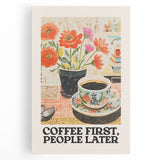 Large black and white stretched canvas featuring assorted kitchen utensils, ideal for kitchen wall art.