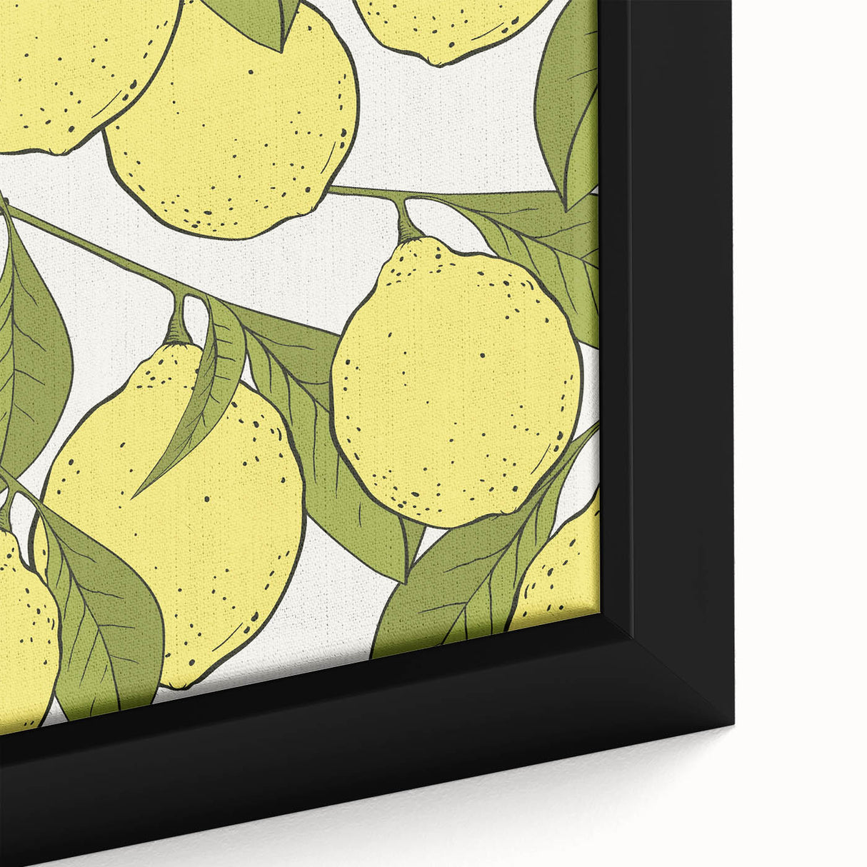 Extra large black wall art featuring colorful, textured fruits on a framed canvas, suitable for living room decor.