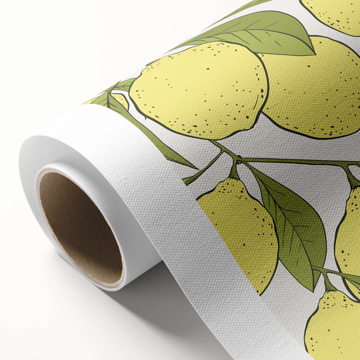Art deco poster featuring an array of colorful fruits on rolled canvas, ideal for nursery wall art or dining room decor.