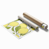 Extra large rolled print featuring an array of colorful fruits on a white background.