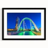 Black landscape bridge frame with a mat, showcasing a sleek front view design, ideal for presenting artwork or photographs in a modern setting. Perfect for home decor enthusiasts seeking stylish framing solutions.