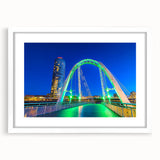Landscape bridge frame with a white mat, showcasing a scenic view, perfect for enhancing home decor or office spaces. Ideal for displaying cherished memories or artwork.