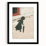 Vintage Street Scene - Modern Wall Art of Little Laundress in Paris