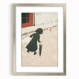 Vintage Street Scene - Modern Wall Art of Little Laundress in Paris