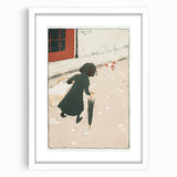 Vintage Street Scene - Modern Wall Art of Little Laundress in Paris