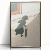 Vintage Street Scene - Modern Wall Art of Little Laundress in Paris