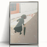 Vintage Street Scene - Modern Wall Art of Little Laundress in Paris