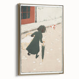 Vintage Street Scene - Modern Wall Art of Little Laundress in Paris