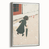 Vintage Street Scene - Modern Wall Art of Little Laundress in Paris