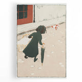 Vintage Street Scene - Modern Wall Art of Little Laundress in Paris