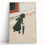 Vintage Street Scene - Modern Wall Art of Little Laundress in Paris