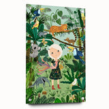Nature-Inspired Boys Room Wall Art – Girl with Animals in Jungle