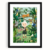 Nature-Inspired Boys Room Wall Art – Girl with Animals in Jungle