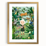Nature-Inspired Boys Room Wall Art – Girl with Animals in Jungle