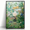 Nature-Inspired Boys Room Wall Art – Girl with Animals in Jungle