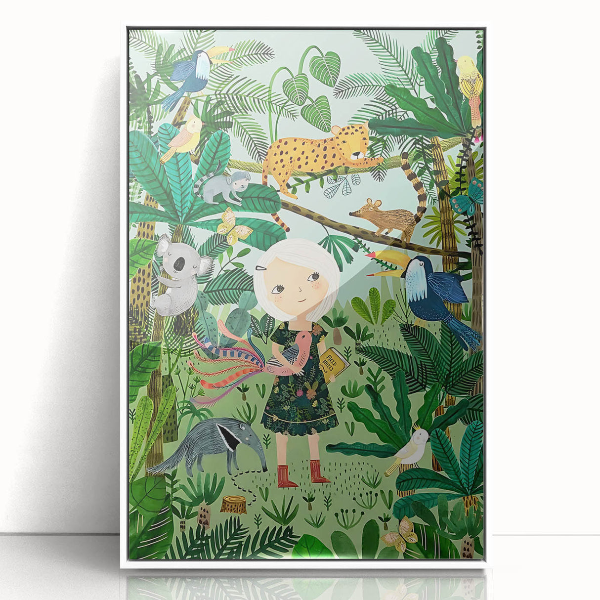Nature-Inspired Boys Room Wall Art – Girl with Animals in Jungle