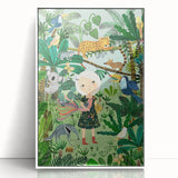 Nature-Inspired Boys Room Wall Art – Girl with Animals in Jungle