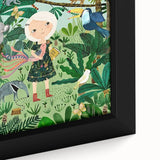 Nature-Inspired Boys Room Wall Art – Girl with Animals in Jungle