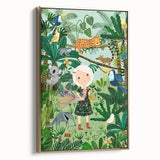 Nature-Inspired Boys Room Wall Art – Girl with Animals in Jungle