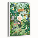 Nature-Inspired Boys Room Wall Art – Girl with Animals in Jungle