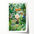 Nature-Inspired Boys Room Wall Art – Girl with Animals in Jungle