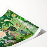 Nature-Inspired Boys Room Wall Art – Girl with Animals in Jungle