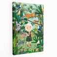 Nature-Inspired Boys Room Wall Art – Girl with Animals in Jungle