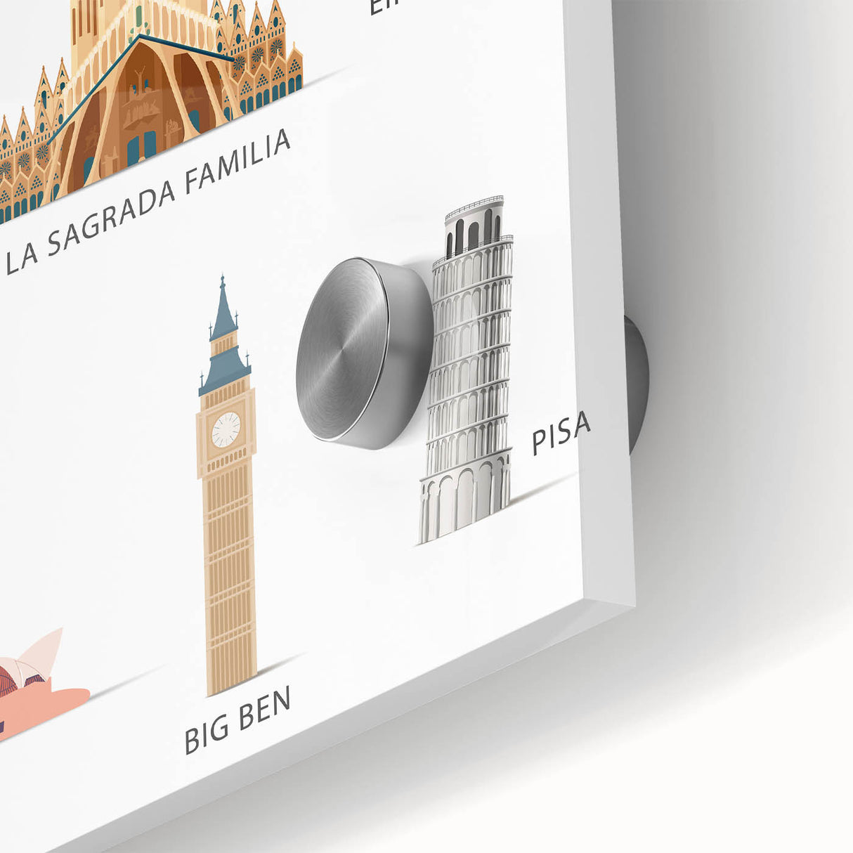 World Landmarks Educational Wall Art - Kids' Learning Poster