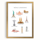 World Landmarks Educational Wall Art - Kids' Learning Poster