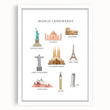 World Landmarks Educational Wall Art - Kids' Learning Poster