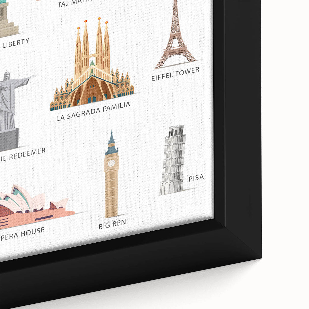 World Landmarks Educational Wall Art - Kids' Learning Poster