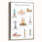World Landmarks Educational Wall Art - Kids' Learning Poster