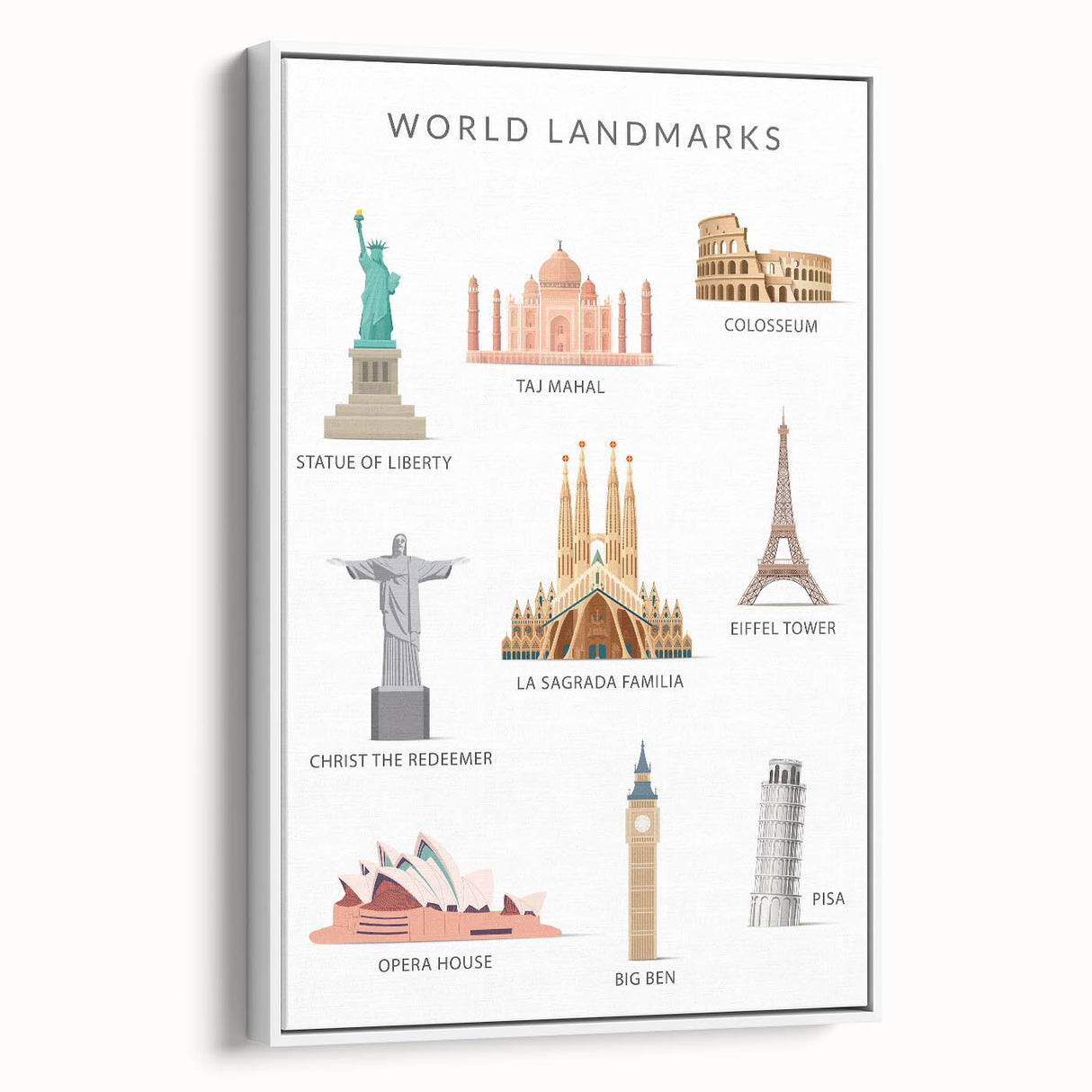 World Landmarks Educational Wall Art - Kids' Learning Poster