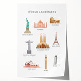 World Landmarks Educational Wall Art - Kids' Learning Poster