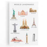 World Landmarks Educational Wall Art - Kids' Learning Poster